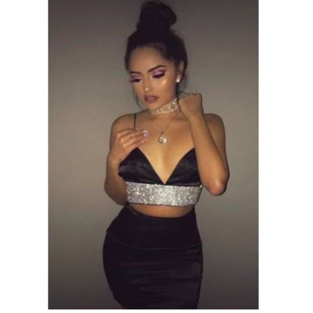 Meshki Ilona diamanté bralette black XS